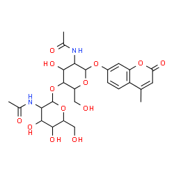 ChemSpider 2D Image | 4-Methyl-2-oxo-2H-chromen-7-yl 2-acetamido-4-O-(2-acetamido-2-deoxyhexopyranosyl)-2-deoxyhexopyranoside | C26H34N2O13