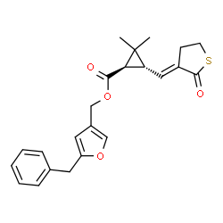 ChemSpider 2D Image | (5-Benzyl-3-furyl)methyl (1R,3R)-2,2-dimethyl-3-[(E)-(2-oxodihydro-3(2H)-thiophenylidene)methyl]cyclopropanecarboxylate | C23H24O4S