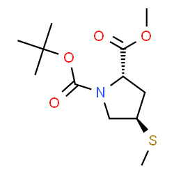 ChemSpider 2D Image | 2-Methyl 1-(2-methyl-2-propanyl) (2S,4R)-4-(methylsulfanyl)-1,2-pyrrolidinedicarboxylate | C12H21NO4S