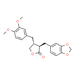 ChemSpider 2D Image | (3R,4R)-3-(1,3-Benzodioxol-5-ylmethyl)-4-(3,4-dimethoxybenzyl)dihydro-2(3H)-furanone | C21H22O6