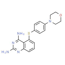 ChemSpider 2D Image | 5-(4-MORPHOLIN-4-YL-PHENYLSULFANYL)-2,4-QUINAZOLINEDIAMINE | C18H19N5OS
