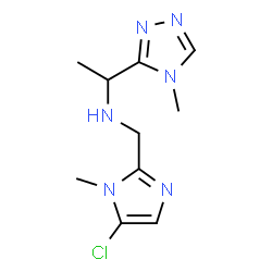 ChemSpider 2D Image | N-[(5-Chloro-1-methyl-1H-imidazol-2-yl)methyl]-1-(4-methyl-4H-1,2,4-triazol-3-yl)ethanamine | C10H15ClN6