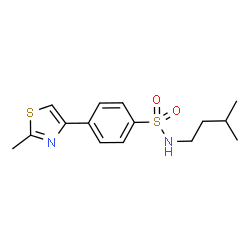 ChemSpider 2D Image | N-(3-Methylbutyl)-4-(2-methyl-1,3-thiazol-4-yl)benzenesulfonamide | C15H20N2O2S2