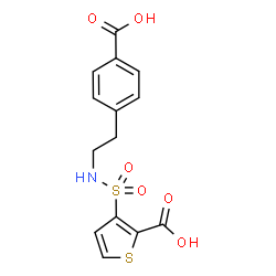 ChemSpider 2D Image | 3-{[2-(4-Carboxyphenyl)ethyl]sulfamoyl}-2-thiophenecarboxylic acid | C14H13NO6S2