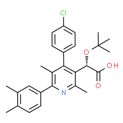 ChemSpider 2D Image | (2s)-Tert-Butoxy[4-(4-Chlorophenyl)-6-(3,4-Dimethylphenyl)-2,5-Dimethylpyridin-3-Yl]ethanoic Acid | C27H30ClNO3