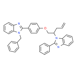 ChemSpider 2D Image | 1-Benzyl-2-(4-{[2-(2-phenyl-1H-benzimidazol-1-yl)-4-penten-1-yl]oxy}phenyl)-1H-benzimidazole | C38H32N4O