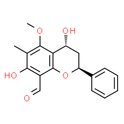 ChemSpider 2D Image | (2S,4R)-4,7-Dihydroxy-5-methoxy-6-methyl-2-phenyl-8-chromanecarbaldehyde | C18H18O5