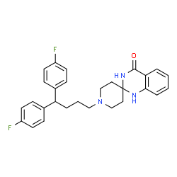 ChemSpider 2D Image | 1-[4,4-Bis(4-fluorophenyl)butyl]-1'H-spiro[piperidine-4,2'-quinazolin]-4'(3'H)-one | C28H29F2N3O