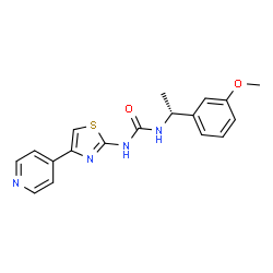ChemSpider 2D Image | 1-[(1r)-1-(3-Methoxyphenyl)ethyl]-3-(4-Pyridin-4-Yl-1,3-Thiazol-2-Yl)urea | C18H18N4O2S
