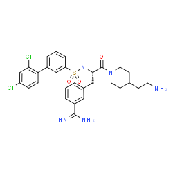 ChemSpider 2D Image | 3-[(2S)-3-[4-(2-Aminoethyl)-1-piperidinyl]-2-{[(2',4'-dichloro-3-biphenylyl)sulfonyl]amino}-3-oxopropyl]benzenecarboximidamide | C29H33Cl2N5O3S