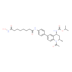 ChemSpider 2D Image | Isopropyl [(2S,4R)-1-acetyl-6-(4-{[8-(hydroxyamino)-8-oxooctanoyl]amino}phenyl)-2-methyl-1,2,3,4-tetrahydro-4-quinolinyl]carbamate | C30H40N4O6