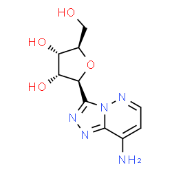 ChemSpider 2D Image | (1S)-1-(8-Amino[1,2,4]triazolo[4,3-b]pyridazin-3-yl)-1,4-anhydro-D-ribitol | C10H13N5O4