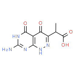 ChemSpider 2D Image | 2-(7-Amino-4,5-dioxo-1,4,5,6-tetrahydropyrimido[4,5-c]pyridazin-3-yl)propanoic acid | C9H9N5O4