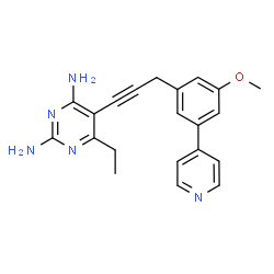 ChemSpider 2D Image | 6-Ethyl-5-{3-[3-methoxy-5-(4-pyridinyl)phenyl]-1-propyn-1-yl}-2,4-pyrimidinediamine | C21H21N5O