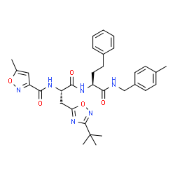 ChemSpider 2D Image | N-[(2s)-3-(3-Tert-Butyl-1,2,4-Oxadiazol-5-Yl)-1-({(2s)-1-[(4-Methylbenzyl)amino]-1-Oxo-4-Phenylbutan-2-Yl}amino)-1-Oxopropan-2-Yl]-5-Methyl-1,2-Oxazole-3-Carboxamide | C32H38N6O5