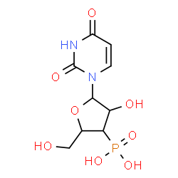 ChemSpider 2D Image | 1-(3-Deoxy-3-phosphonopentofuranosyl)-2,4(1H,3H)-pyrimidinedione | C9H13N2O8P