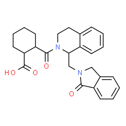 ChemSpider 2D Image | 2-({1-[(1-Oxo-1,3-dihydro-2H-isoindol-2-yl)methyl]-3,4-dihydro-2(1H)-isoquinolinyl}carbonyl)cyclohexanecarboxylic acid | C26H28N2O4