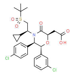 ChemSpider 2D Image | [(2r,5r,6r)-4-[(1s)-2-(Tert-Butylsulfonyl)-1-Cyclopropylethyl]-6-(3-Chlorophenyl)-5-(4-Chlorophenyl)-3-Oxomorpholin-2-Yl]acetic Acid | C27H31Cl2NO6S