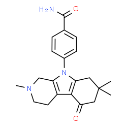 ChemSpider 2D Image | 4-(2,7,7-Trimethyl-5-oxo-1,2,3,4,5,6,7,8-octahydro-9H-beta-carbolin-9-yl)benzamide | C21H25N3O2