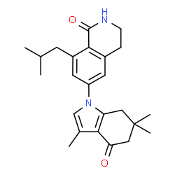 ChemSpider 2D Image | 8-Isobutyl-6-(3,6,6-trimethyl-4-oxo-4,5,6,7-tetrahydro-1H-indol-1-yl)-3,4-dihydro-1(2H)-isoquinolinone | C24H30N2O2