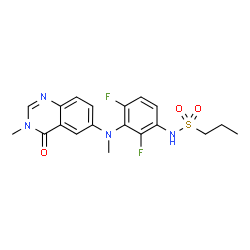 ChemSpider 2D Image | N-{2,4-Difluoro-3-[methyl(3-methyl-4-oxo-3,4-dihydro-6-quinazolinyl)amino]phenyl}-1-propanesulfonamide | C19H20F2N4O3S