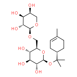 ChemSpider 2D Image | 2-[(1S)-4-Methyl-3-cyclohexen-1-yl]-2-propanyl 6-O-alpha-L-arabinopyranosyl-beta-D-glucopyranoside | C21H36O10