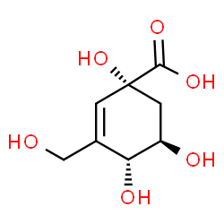 ChemSpider 2D Image | (1r,4r,5r)-1,4,5-Trihydroxy-3-Hydroxymethylcyclohex-2-Ene-1-Carboxylic Acid | C8H12O6
