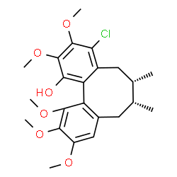 ChemSpider 2D Image | (6S,7R)-4-Chloro-2,3,10,11,12-pentamethoxy-6,7-dimethyl-5,6,7,8-tetrahydrodibenzo[a,c][8]annulen-1-ol | C23H29ClO6