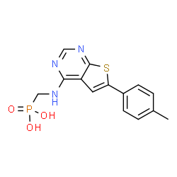 ChemSpider 2D Image | ({[6-(4-Methylphenyl)thieno[2,3-d]pyrimidin-4-yl]amino}methyl)phosphonic acid | C14H14N3O3PS