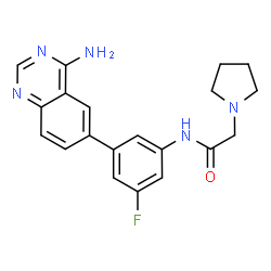 ChemSpider 2D Image | N-[3-(4-Amino-6-quinazolinyl)-5-fluorophenyl]-2-(1-pyrrolidinyl)acetamide | C20H20FN5O