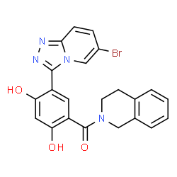 ChemSpider 2D Image | [5-(6-Bromo[1,2,4]triazolo[4,3-a]pyridin-3-yl)-2,4-dihydroxyphenyl](3,4-dihydro-2(1H)-isoquinolinyl)methanone | C22H17BrN4O3