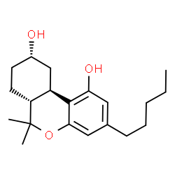 ChemSpider 2D Image | (6aR,9S,10aR)-6,6-Dimethyl-3-pentyl-6a,7,8,9,10,10a-hexahydro-6H-benzo[c]chromene-1,9-diol | C20H30O3