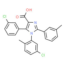 ChemSpider 2D Image | 1-(5-Chloro-2-methylphenyl)-5-(3-chlorophenyl)-2-(3-methylphenyl)-1H-imidazole-4-carboxylic acid | C24H18Cl2N2O2