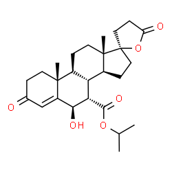 ChemSpider 2D Image | Isopropyl (6R,7S,8R,9S,10R,13S,14S,17R)-6-hydroxy-10,13-dimethyl-3,5'-dioxo-1,2,3,4',5',6,7,8,9,10,11,12,13,14,15,16-hexadecahydro-3'H-spiro[cyclopenta[a]phenanthrene-17,2'-furan]-7-carboxylate | C26H36O6