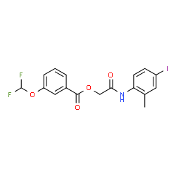 ChemSpider 2D Image | 2-[(4-Iodo-2-methylphenyl)amino]-2-oxoethyl 3-(difluoromethoxy)benzoate | C17H14F2INO4