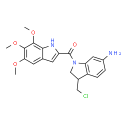 ChemSpider 2D Image | 6-amino-3-(chloromethyl)-1-((5,6,7-trimethoxyindol-2-yl)carbonyl)indoline | C21H22ClN3O4