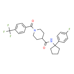 ChemSpider 2D Image | N-[1-(4-Fluorophenyl)cyclopentyl]-1-[4-(trifluoromethyl)benzoyl]-4-piperidinecarboxamide | C25H26F4N2O2
