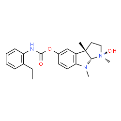 ChemSpider 2D Image | (1R,3aS,8aS)-5-{[(2-Ethylphenyl)carbamoyl]oxy}-1-hydroxy-1,3a,8-trimethyl-1,2,3,3a,8,8a-hexahydropyrrolo[2,3-b]indol-1-ium | C22H28N3O3