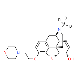 ChemSpider 2D Image | (5alpha,6alpha)-17-(~2~H_3_)Methyl-3-[2-(4-morpholinyl)ethoxy]-7,8-didehydro-4,5-epoxymorphinan-6-ol | C23H27D3N2O4