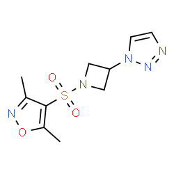 ChemSpider 2D Image | 1-{1-[(3,5-Dimethyl-1,2-oxazol-4-yl)sulfonyl]-3-azetidinyl}-1H-1,2,3-triazole | C10H13N5O3S