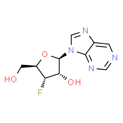 ChemSpider 2D Image | 9-(3-Deoxy-3-fluoro-beta-D-ribofuranosyl)-9H-purine | C10H11FN4O3