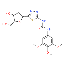 ChemSpider 2D Image | 1-[5-[(2R,4S,5R)-4-hydroxy-5-(hydroxymethyl)tetrahydrofuran-2-yl]-1,3,4-thiadiazol-2-yl]-3-(3,4,5-trimethoxyphenyl)urea | C17H22N4O7S