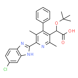 ChemSpider 2D Image | [6-(6-Chloro-1H-benzimidazol-2-yl)-2,5-dimethyl-4-phenyl-3-pyridinyl][(2-methyl-2-propanyl)oxy]acetic acid | C26H26ClN3O3