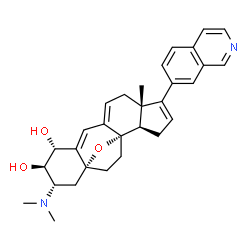 ChemSpider 2D Image | (1R,2R,3S,5R,8beta)-3-(Dimethylamino)-17-(7-isoquinolinyl)-5,8-epoxy-9,19-cyclo-9,10-secoandrosta-9(11),10,16-triene-1,2-diol | C30H34N2O3