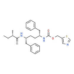 ChemSpider 2D Image | 1,3-Thiazol-5-ylmethyl [(2R,5R)-5-{[(2S)-2-methylbutanoyl]amino}-1,6-diphenyl-2-hexanyl]carbamate | C28H35N3O3S