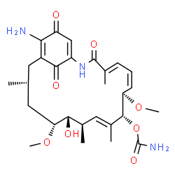 ChemSpider 2D Image | (4E,6Z,8R,9R,10E,12R,13S,14R)-19-Amino-13-hydroxy-8,14-dimethoxy-4,10,12,16-tetramethyl-3,20,22-trioxo-2-azabicyclo[16.3.1]docosa-1(21),4,6,10,18-pentaen-9-yl carbamate | C28H39N3O8