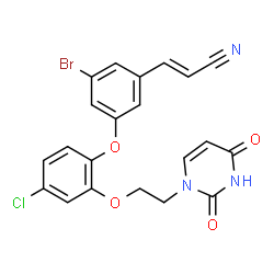 ChemSpider 2D Image | (2E)-3-(3-Bromo-5-{4-chloro-2-[2-(2,4-dioxo-3,4-dihydro-1(2H)-pyrimidinyl)ethoxy]phenoxy}phenyl)acrylonitrile | C21H15BrClN3O4