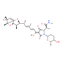 ChemSpider 2D Image | (2S)-2-{(2S,4Z)-4-{(2E,4E,6R)-6-[(1S,2S,5S,6S,7S)-1,6-Dimethylspiro[8,9-dioxabicyclo[3.3.1]non-3-ene-2,2'-oxiran]-7-yl]-1-hydroxy-4-methyl-2,4-heptadien-1-ylidene}-1-[(2S,5S,6S)-5-hydroxy-6-methyltetr
ahydro-2H-pyran-2-yl]-3,5-dioxo-2-pyrrolidinyl}-N-methylpropanamide | C32H44N2O9