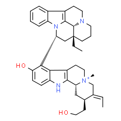 ChemSpider 2D Image | (3beta,4beta,19E)-9-[(14alpha)-14,15-Dihydroeburnamenin-14-yl]-10,17-dihydroxy-4-methylcoryn-19-en-4-ium | C39H49N4O2
