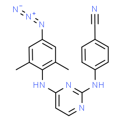 ChemSpider 2D Image | 4-({4-[(4-Azido-2,6-dimethylphenyl)amino]-2-pyrimidinyl}amino)benzonitrile | C19H16N8